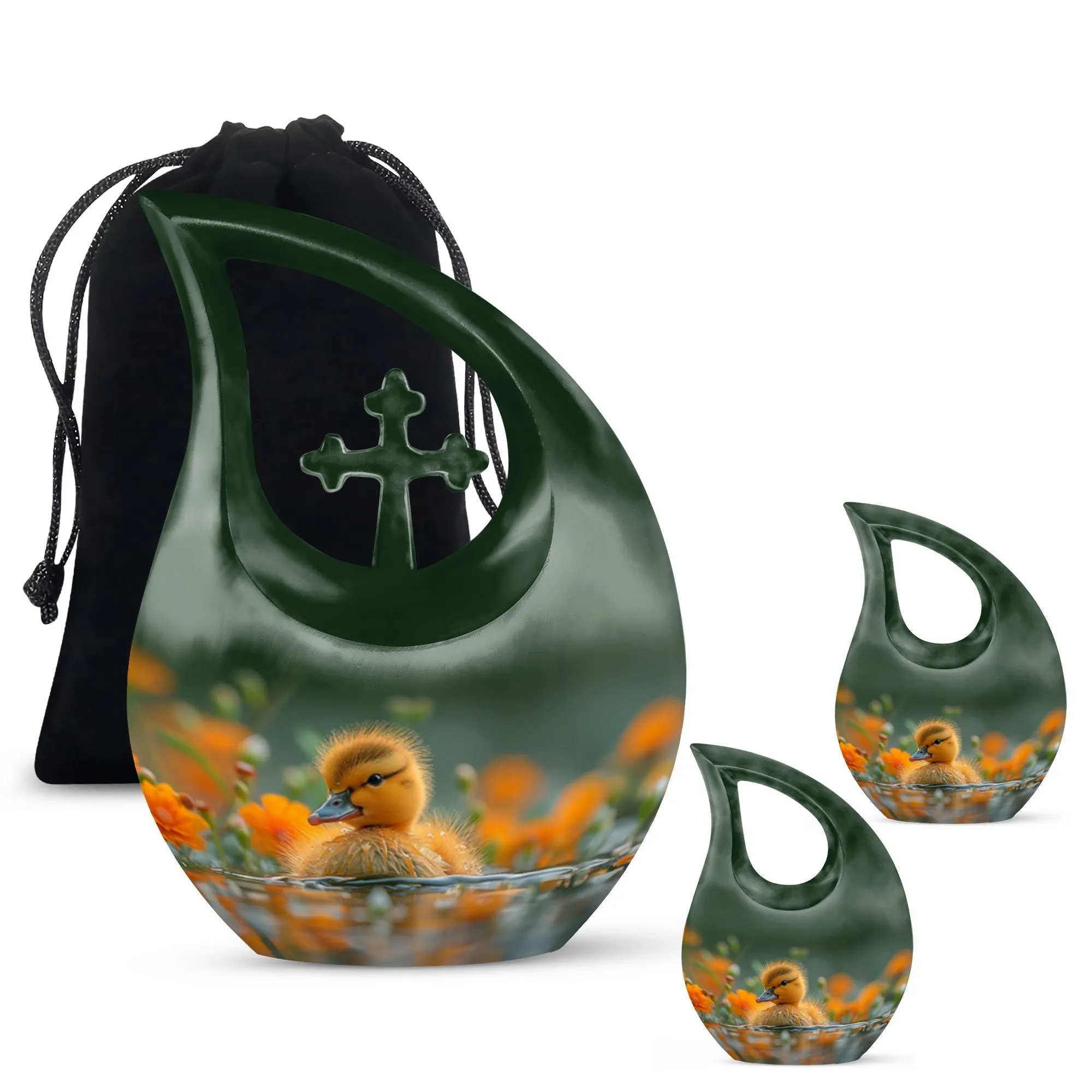 Golden Blossom Duckling Memorial Urn For Human Ashes