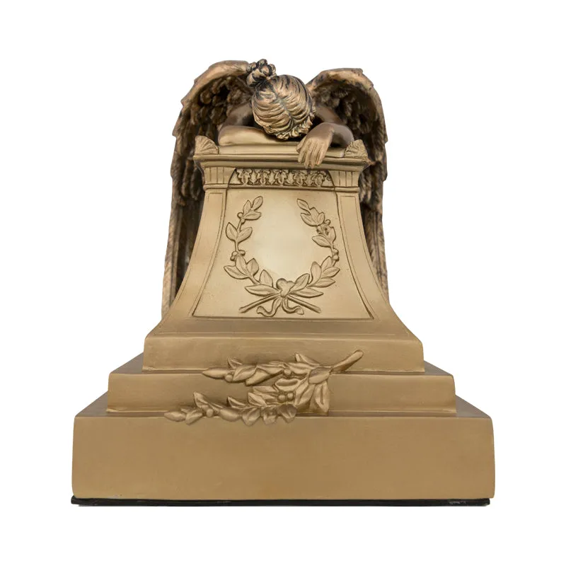 Golden Bronze Weeping Angel Urn in Large