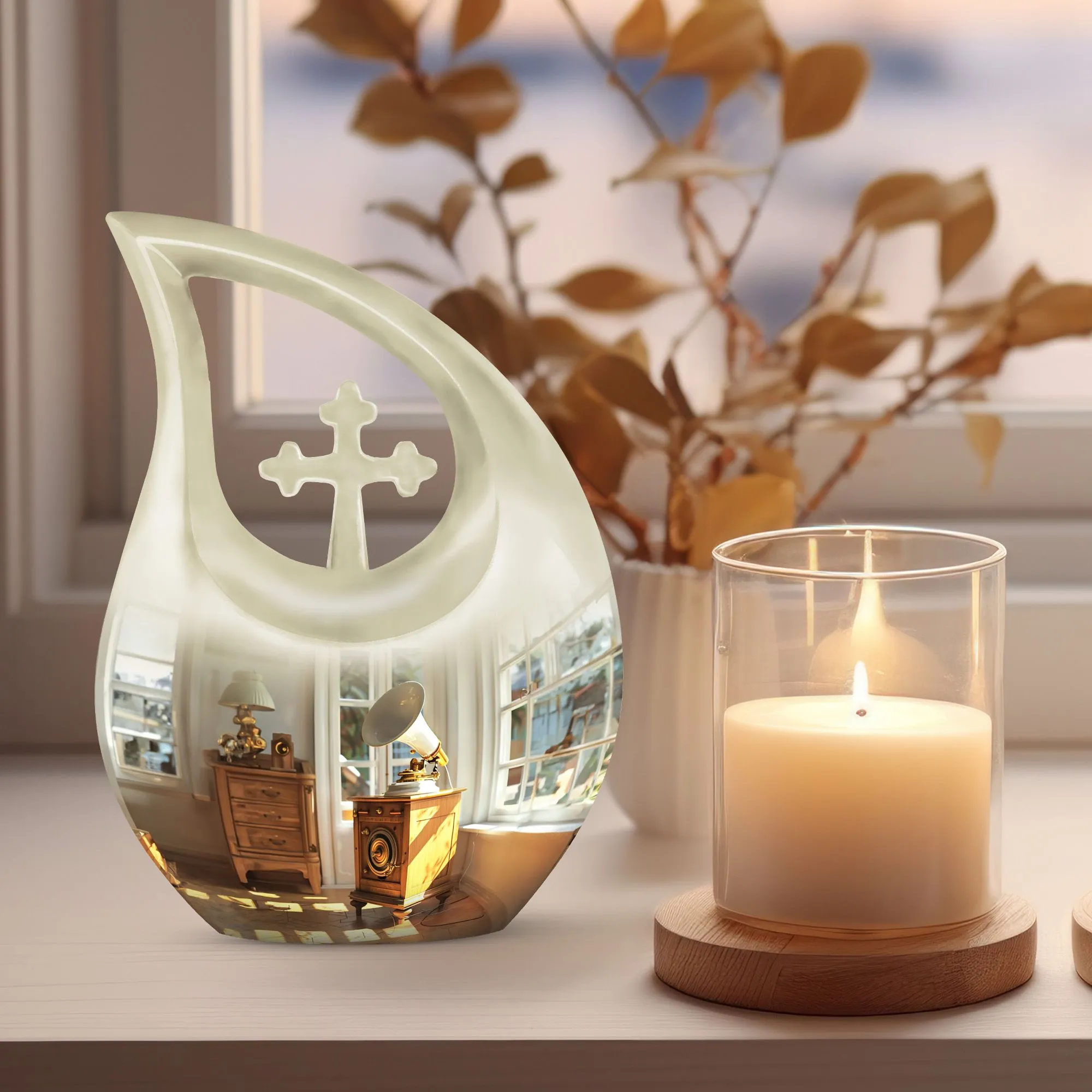 Gramophone Urn Harmony Small Memorial Tribute Companion Size