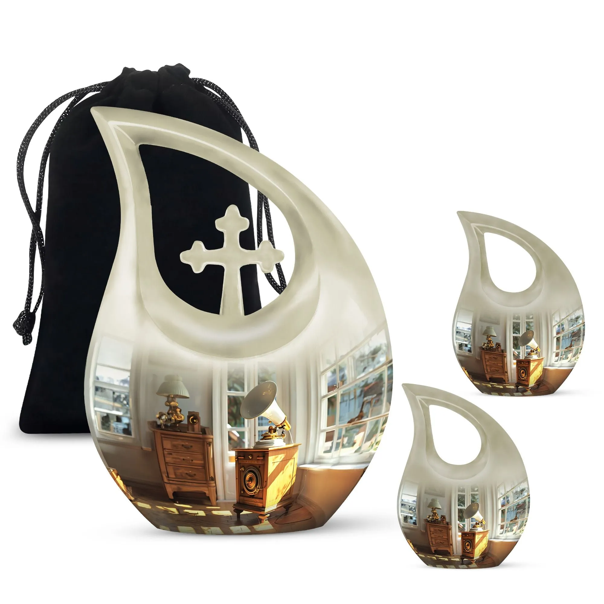 Gramophone Urn Harmony Small Memorial Tribute Companion Size