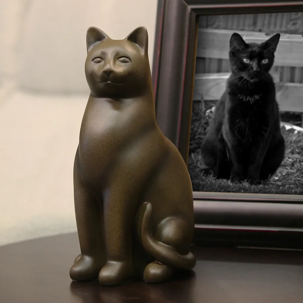 Grand Cat Cremation Urn In Sable