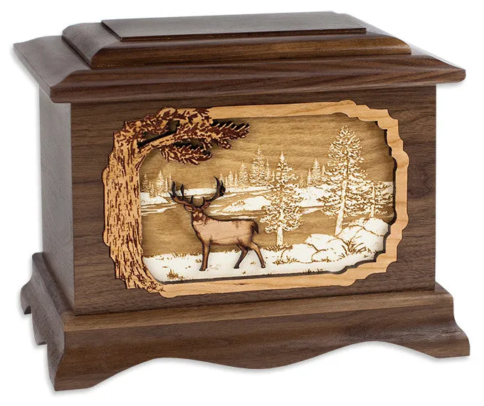 Great Lakes Cremation Urn with Inlay Wood Art