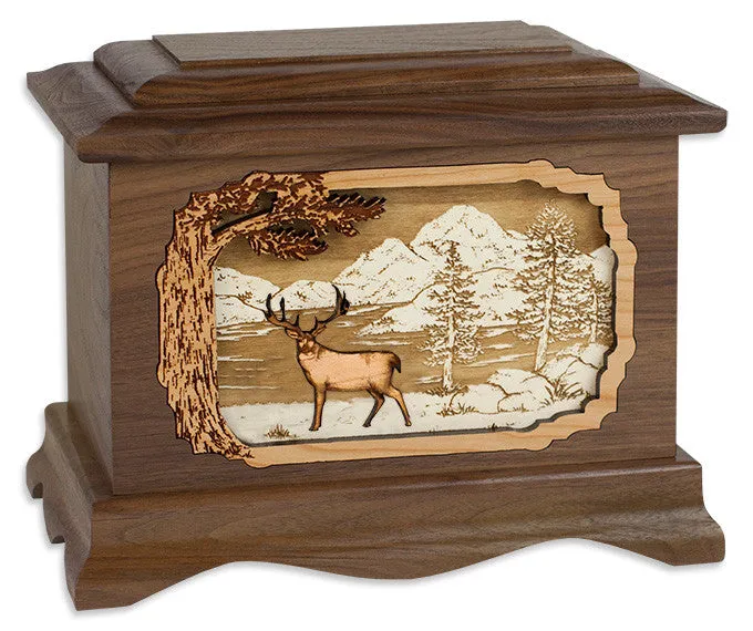 Great Lakes Cremation Urn with Inlay Wood Art