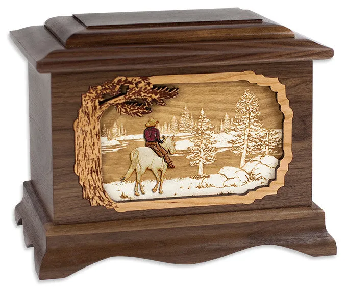 Great Lakes Cremation Urn with Inlay Wood Art