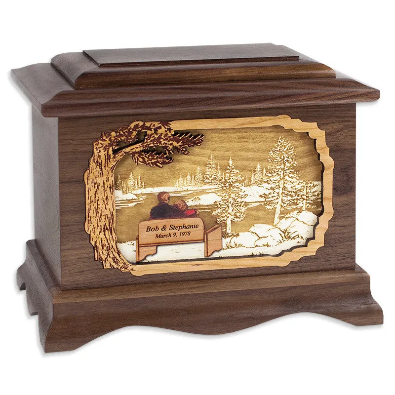 Great Lakes Cremation Urn with Inlay Wood Art