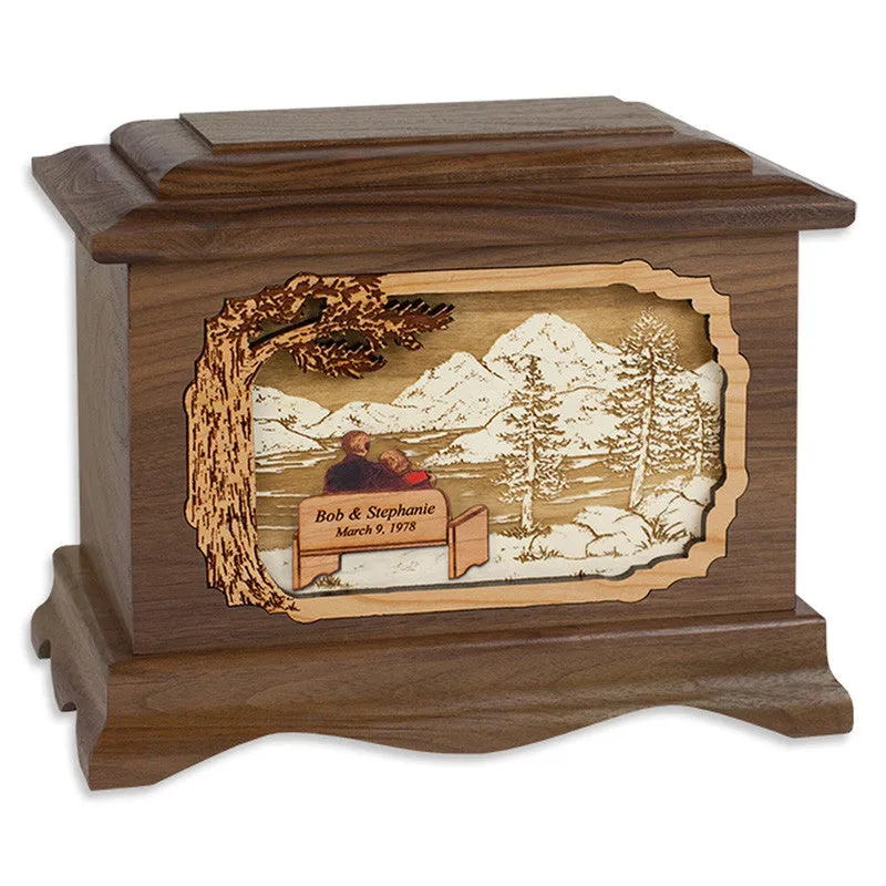 Great Lakes Cremation Urn with Inlay Wood Art