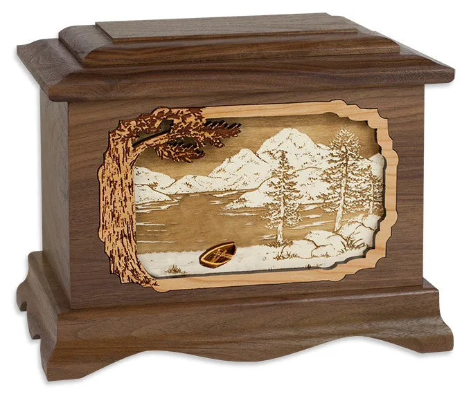 Great Lakes Cremation Urn with Inlay Wood Art