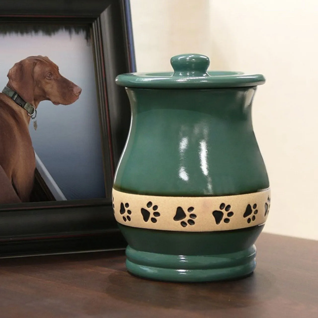 Green Friendship Paw Pet Urn in Extra Small
