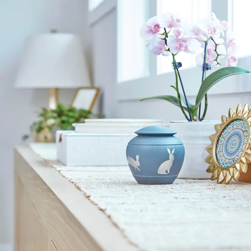 Grey Hopping Rabbit Cremation Urn