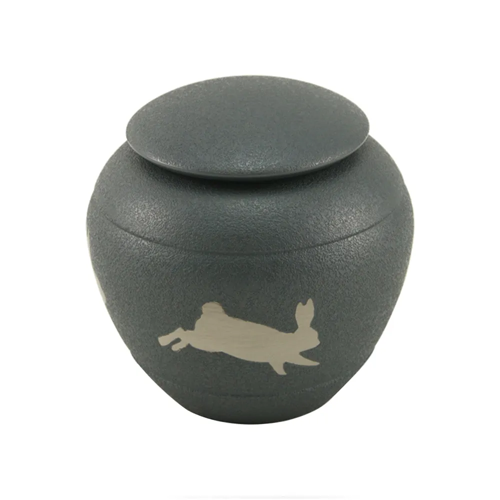 Grey Hopping Rabbit Cremation Urn