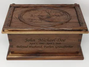 Hand-Carved Cremation Urn with Fisherman