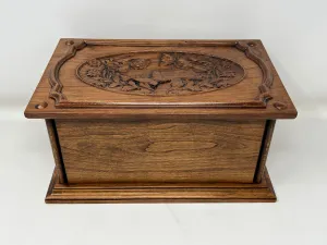 Hand-Carved Cremation Urn with Flowers and Butterflies