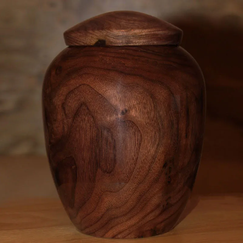 Hand Turned Pure Walnut Wood Companion Urn