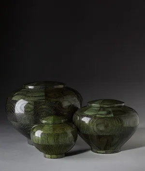 Hand Turned Rounded Green Oak Wood Cremation Urn