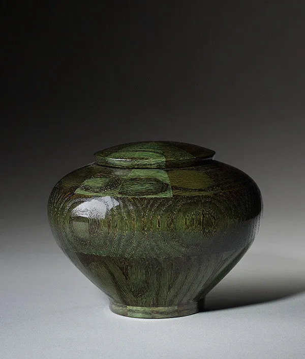 Hand Turned Rounded Green Oak Wood Cremation Urn