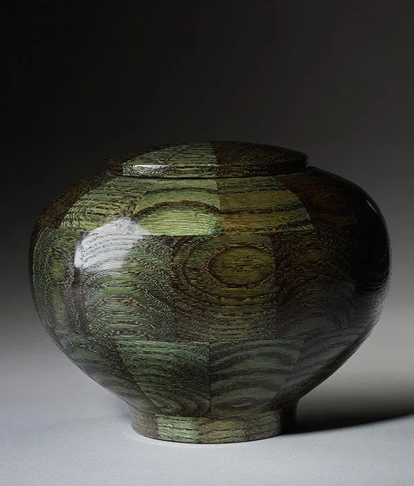 Hand Turned Rounded Green Oak Wood Cremation Urn