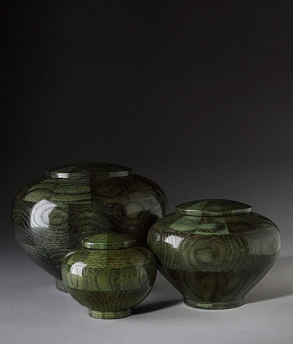 Hand Turned Rounded Green Oak Wood Cremation Urn