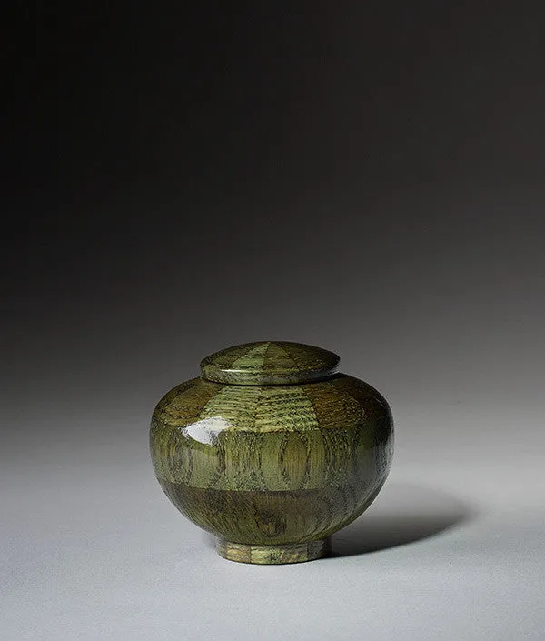 Hand Turned Rounded Green Oak Wood Cremation Urn