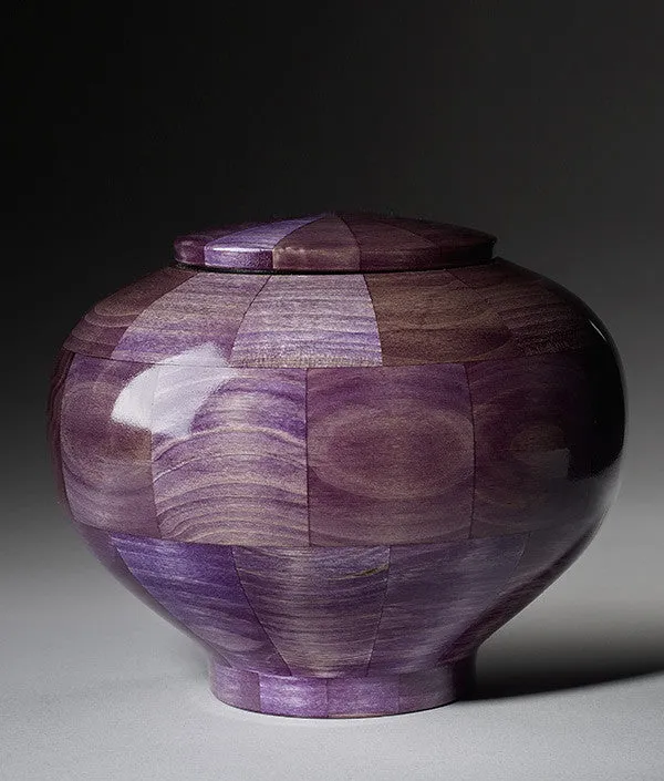 Hand Turned Rounded Purple Poplar Wood Cremation Urn