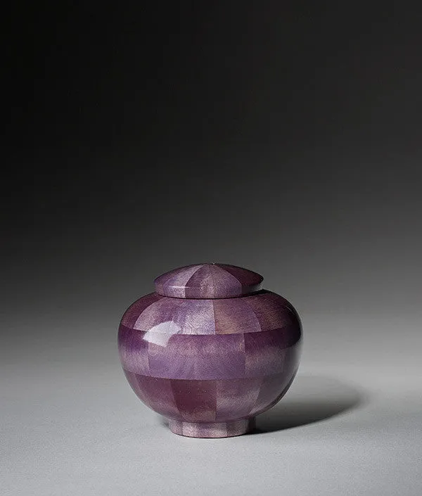 Hand Turned Rounded Purple Poplar Wood Cremation Urn