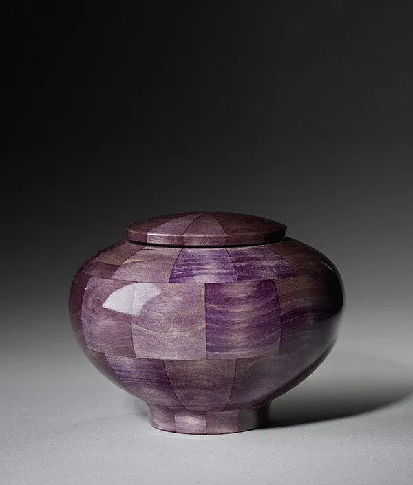 Hand Turned Rounded Purple Poplar Wood Cremation Urn