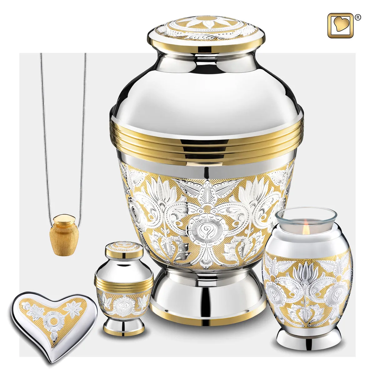 Heart Ornate Floral Cremation Urn - COMFORT by LoveUrns