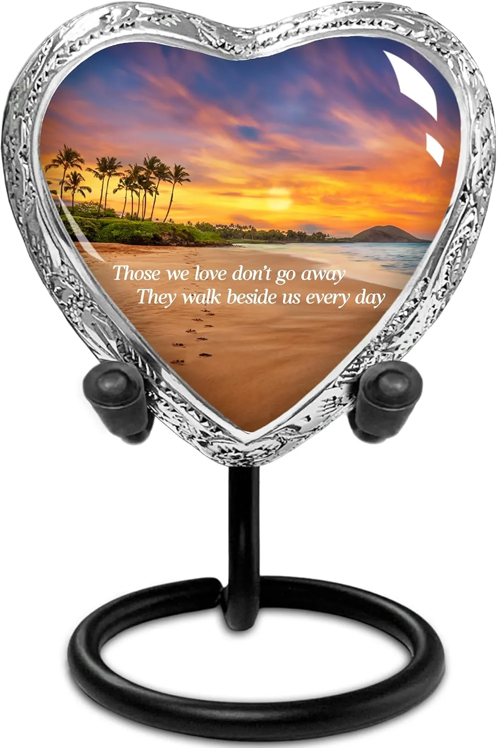 Heart Shaped Small Keepsake Cremation Urns for Human Ashes - Footprints