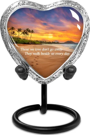 Heart Shaped Small Keepsake Cremation Urns for Human Ashes - Footprints
