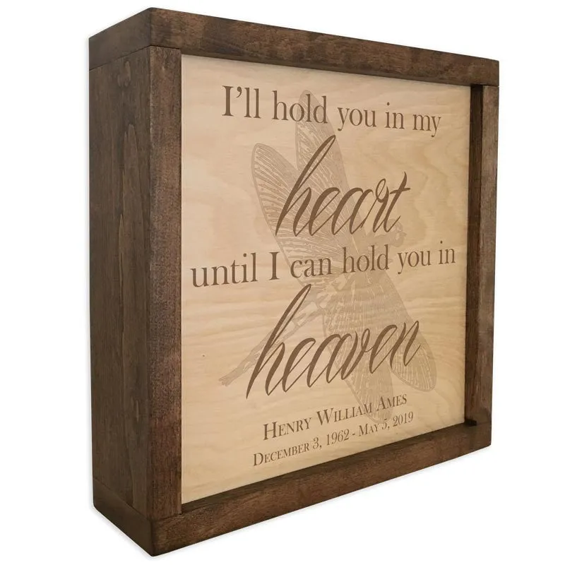 Hold You In My Heart Dragonfly Memorial Plaque Cremation Urn