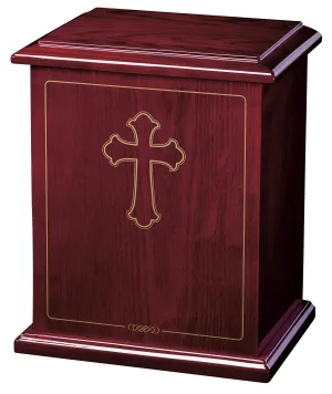 Hope II with Gold Cross Rosewood Wood Urn