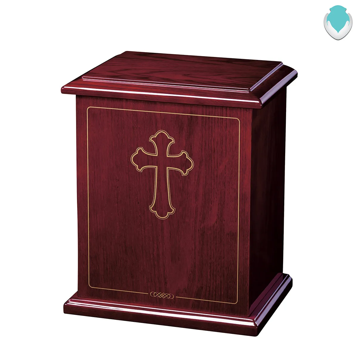 Hope II with Gold Cross Rosewood Wood Urn