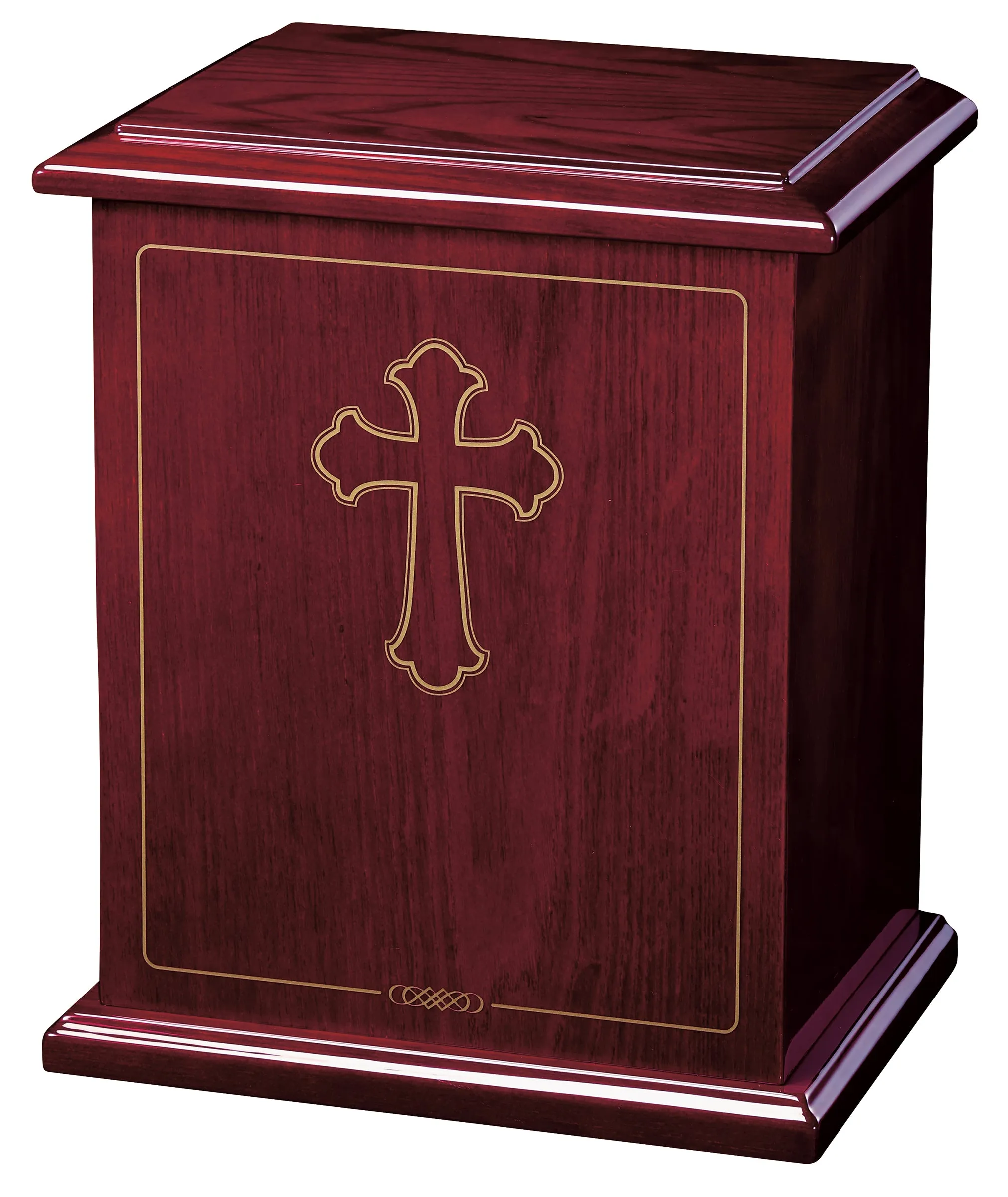 Hope II with Gold Cross Rosewood Wood Urn