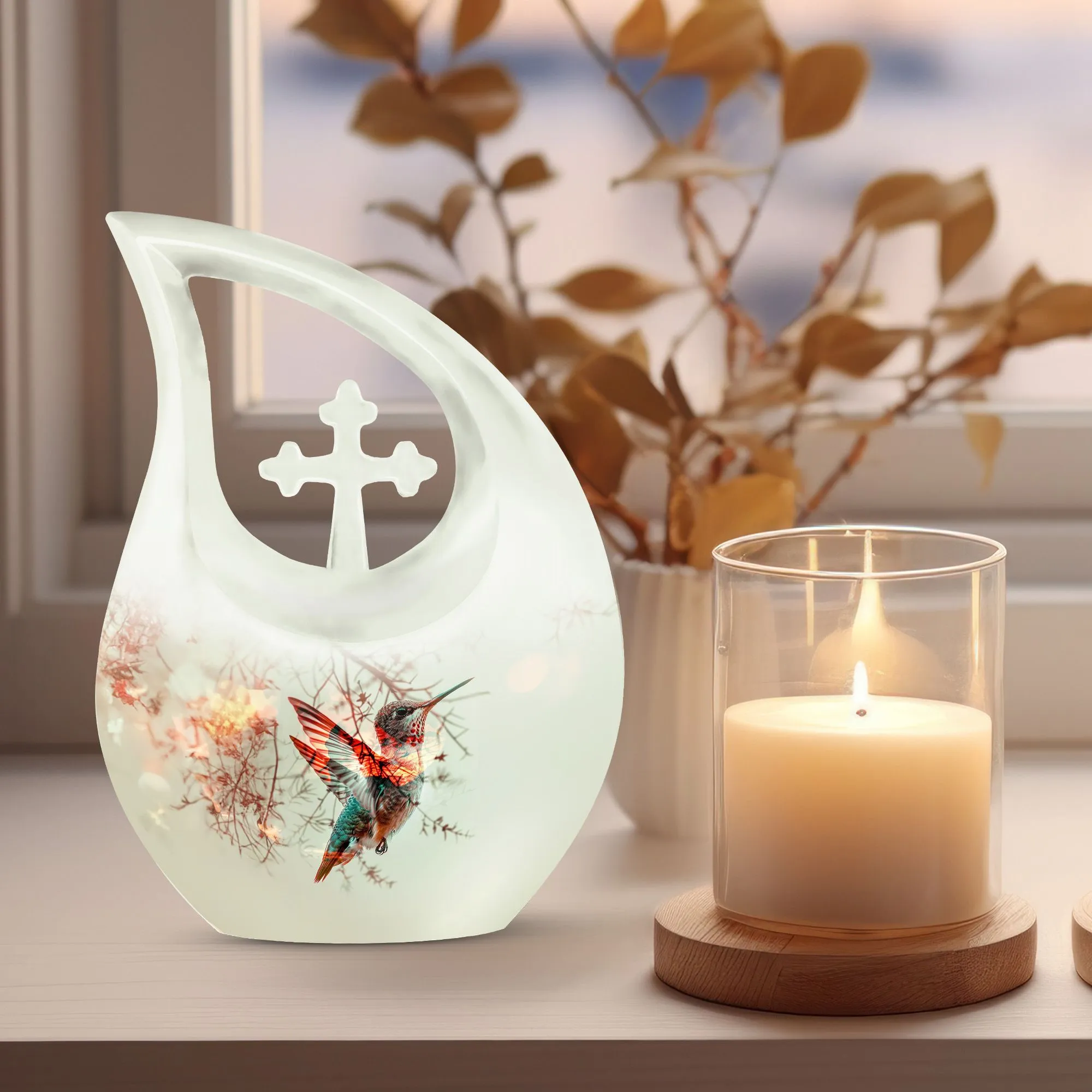 Humming Bird Tribute Urn For Ashes - Honourable Memory Metal Urn