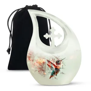 Humming Bird Tribute Urn For Ashes - Honourable Memory Metal Urn