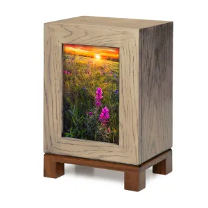 IMPERFECT SELECTION - ADULT Rustic Style Photo Frame Urn - Wildflowers Landscape