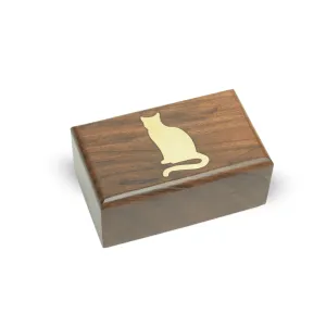 IMPERFECT SELECTION -EXTRA SMALL Rosewood urn with Brass CAT  inlay