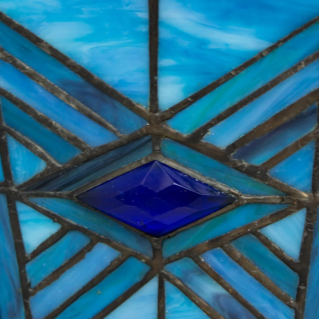 Indigo Mission Style Stained Glass Cremation Urn