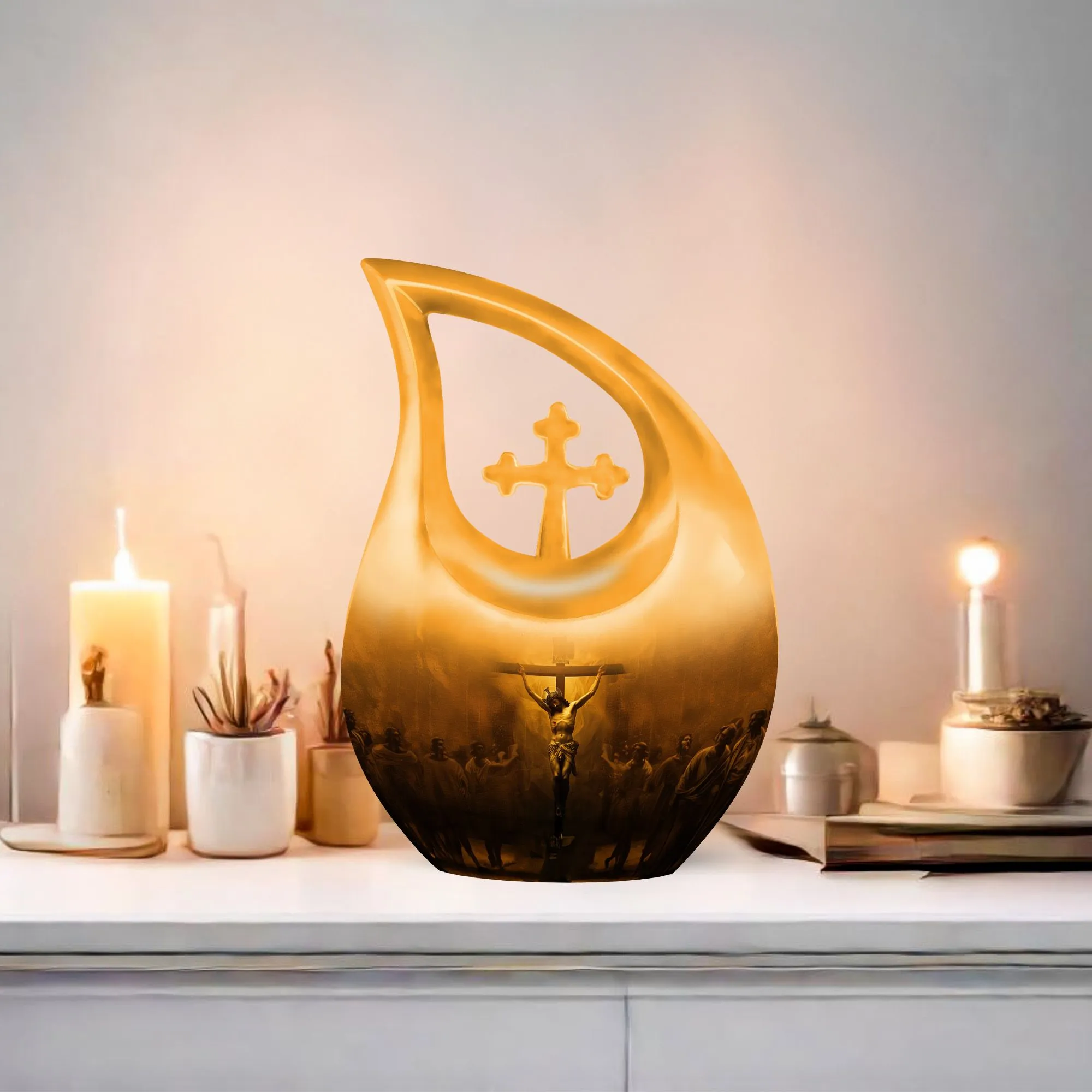 Jesus Cross Drop - Mini Memorial Tribute Container