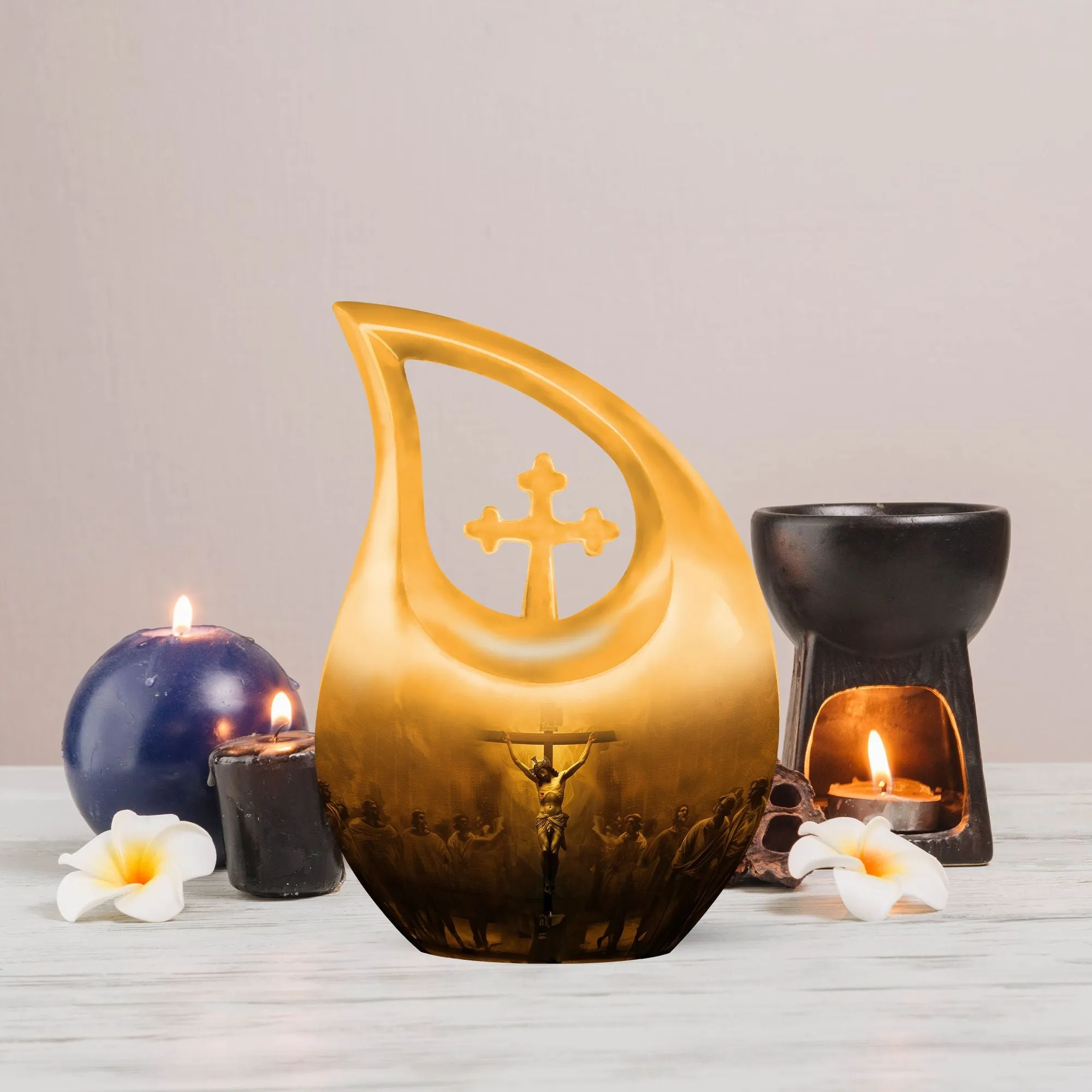 Jesus Cross Drop - Mini Memorial Tribute Container