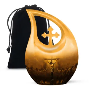 Jesus Cross Drop - Mini Memorial Tribute Container