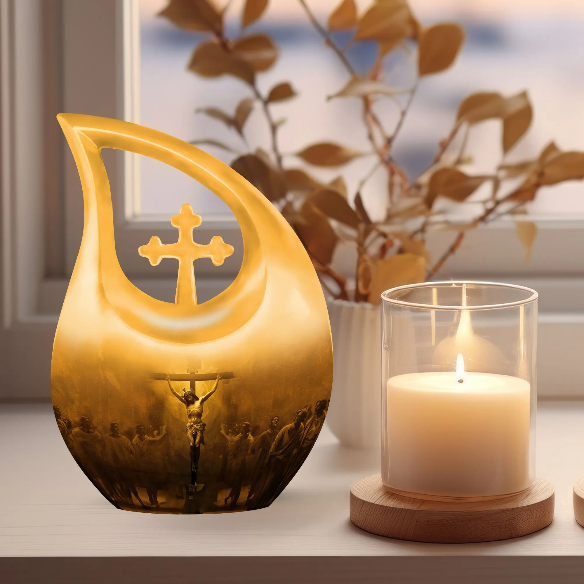 Jesus Cross Drop - Mini Memorial Tribute Container