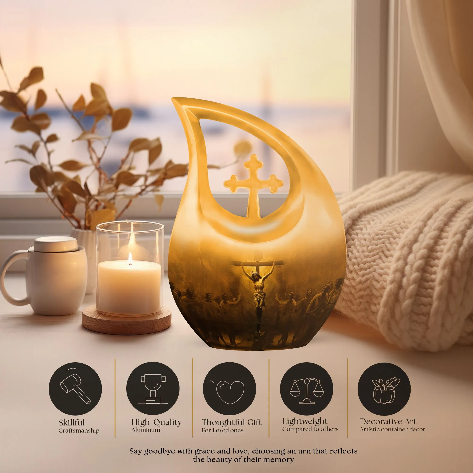 Jesus Cross Drop - Mini Memorial Tribute Container