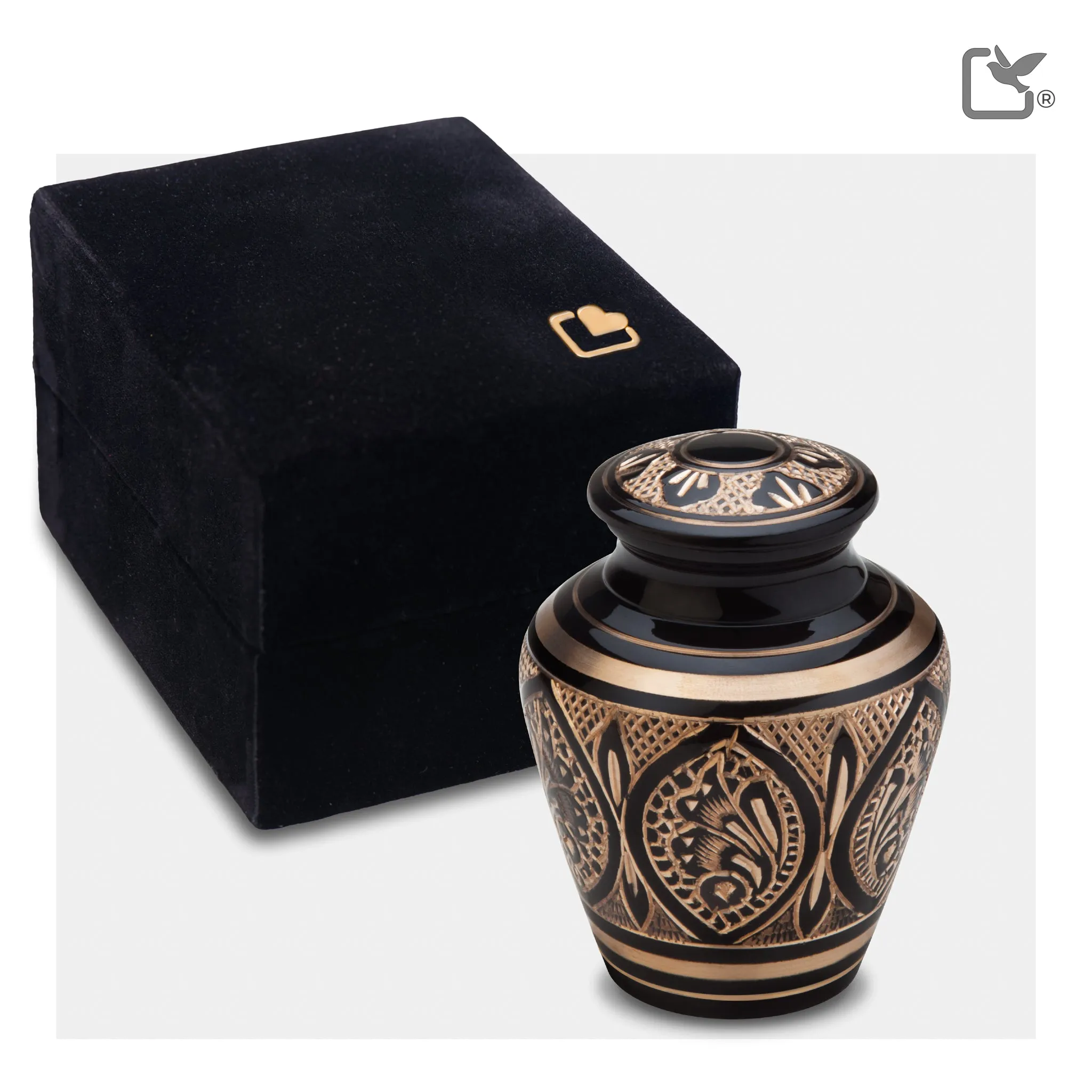 Keepsake Black & Gold Cremation Urn - COMFORT by LoveUrns