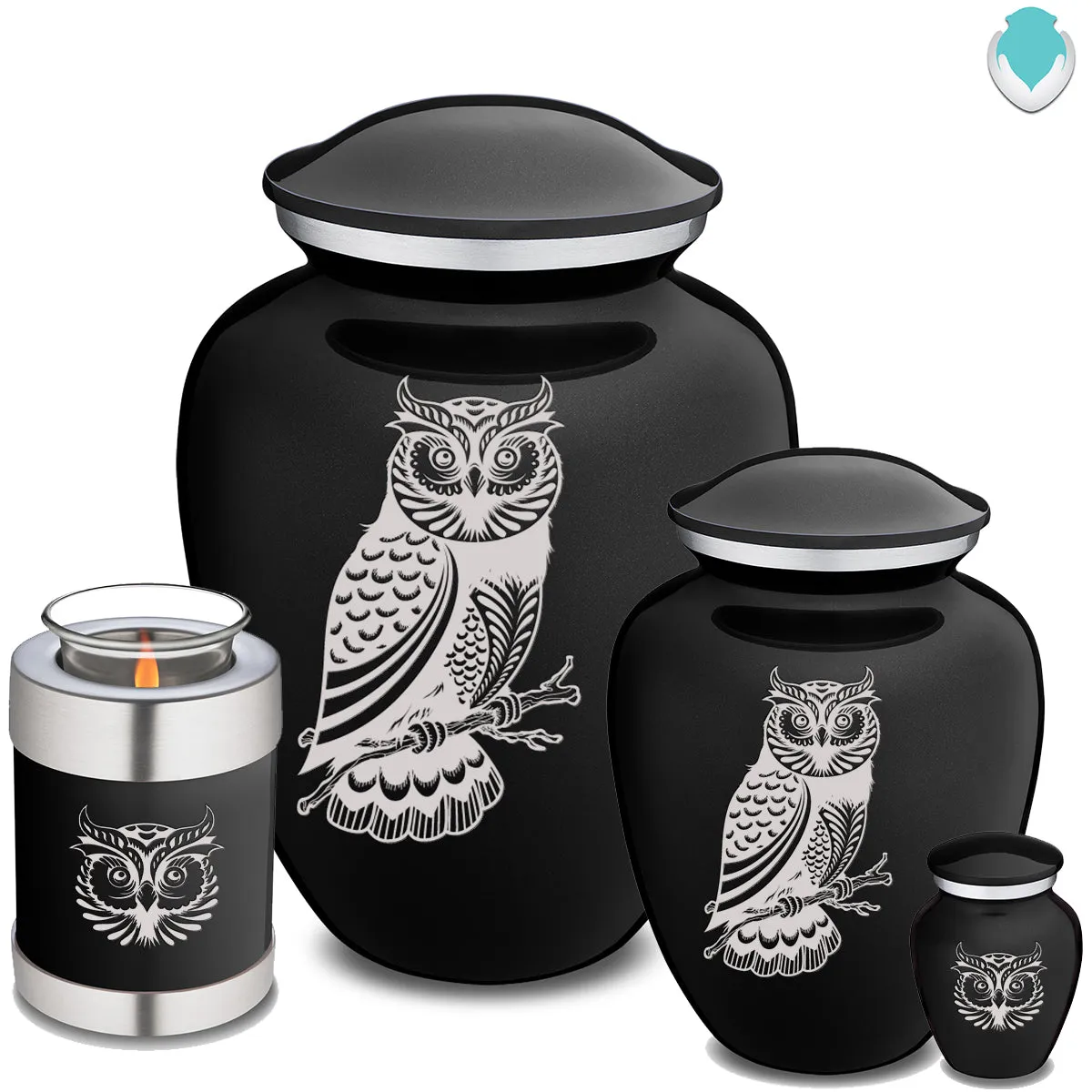 Keepsake Embrace Black Owl Cremation Urn