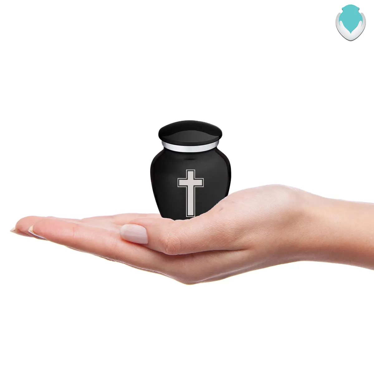 Keepsake Embrace Black Simple Cross Cremation Urn