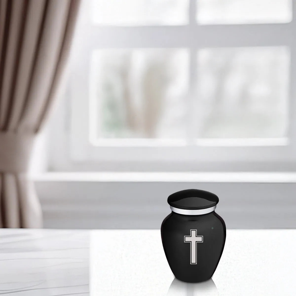 Keepsake Embrace Black Simple Cross Cremation Urn