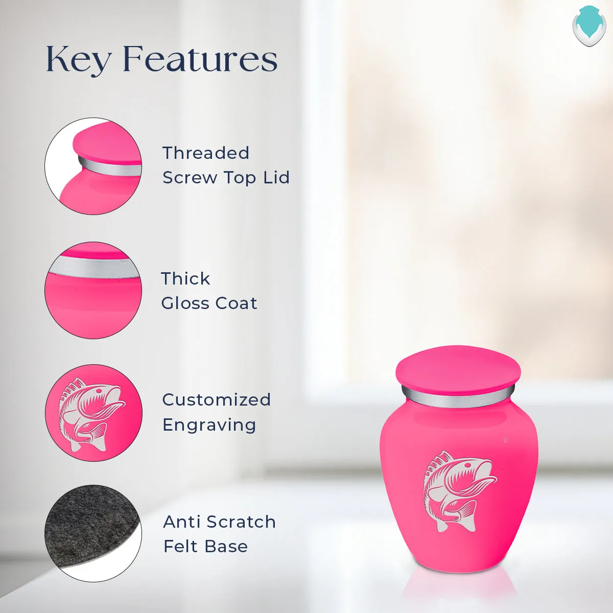 Keepsake Embrace Bright Pink Fish Cremation Urn