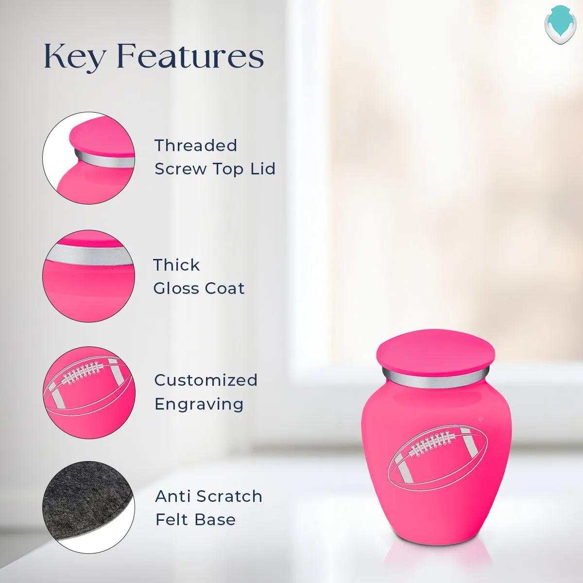 Keepsake Embrace Bright Pink Football Cremation Urn