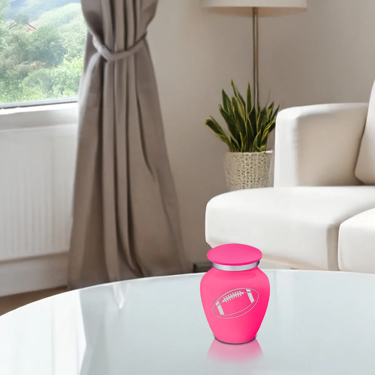 Keepsake Embrace Bright Pink Football Cremation Urn