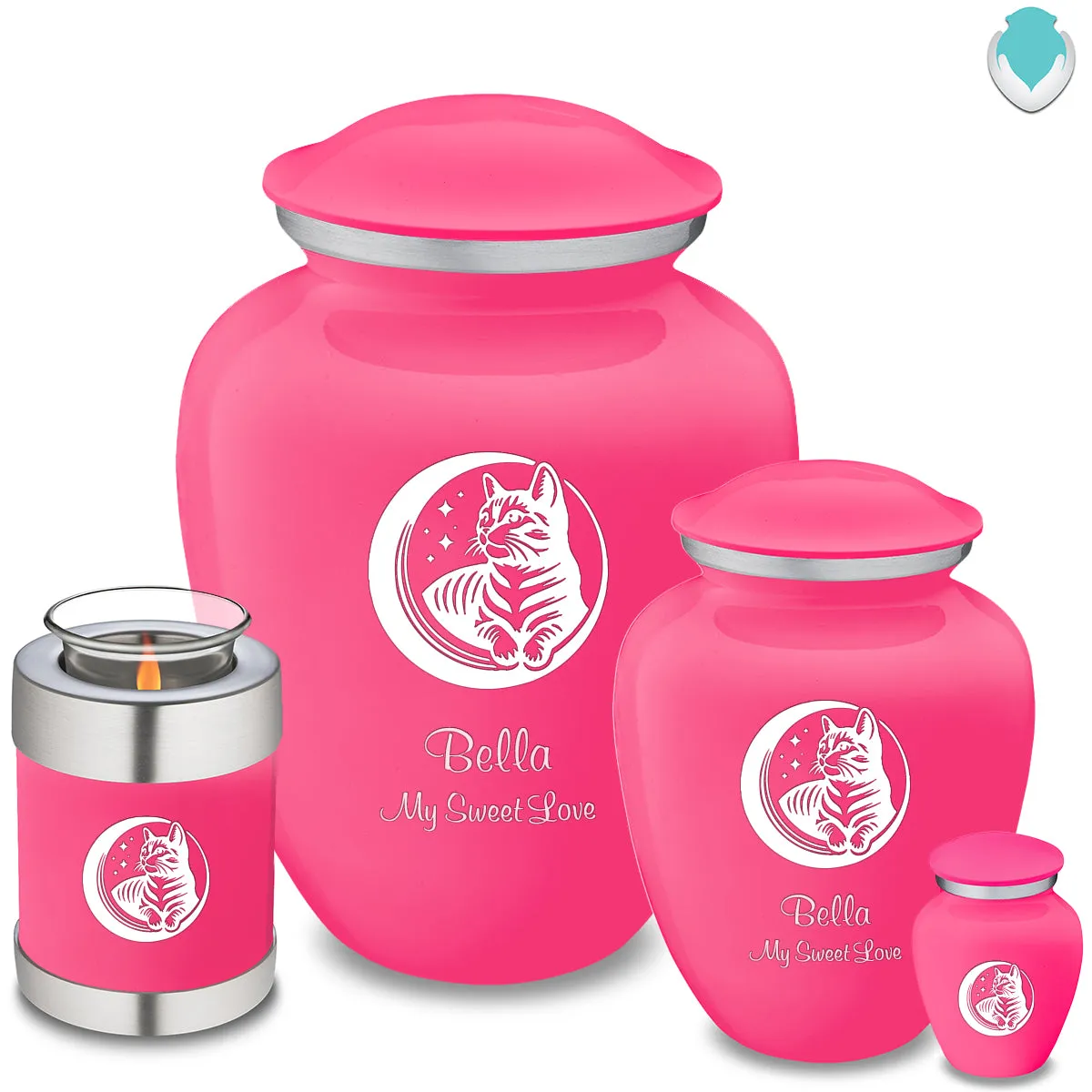 Keepsake Embrace Bright Pink Pet Cute Cat Cremation Urn